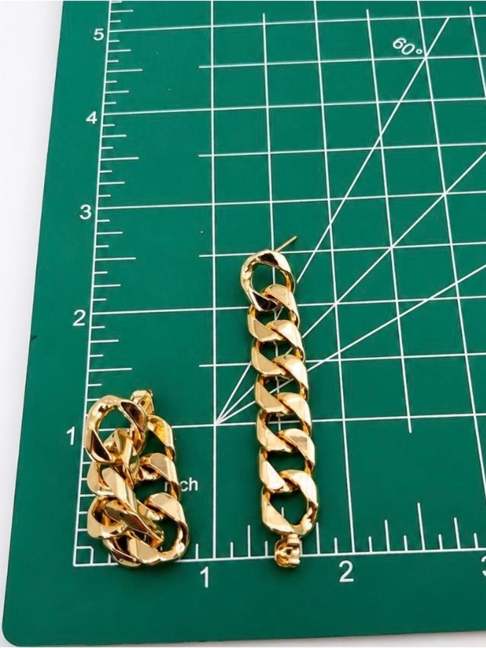 Chain Link Hoop Earrings - 14K Gold Plated Women Jewelry - NEW! - Picture 4 of 5